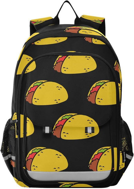 Jucciaco Tacos Food School Backpack Laptop Travel Daypack for Kids Girls Boys, Personalized Computer Notebooks Bookbag with Adjustable Padded Straps