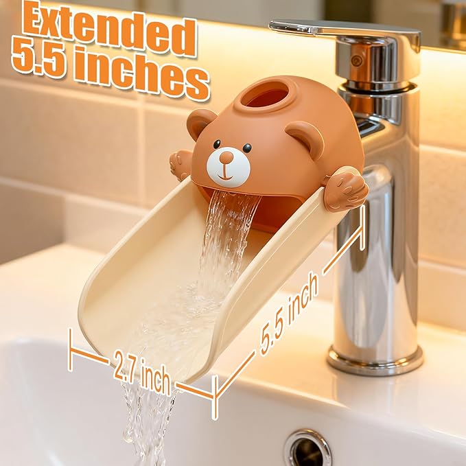 Skyroku Toddler Faucet Extender & Blue Bathtub Spout Cover, Sink Extender with Temperature Sensor for Bathroom Sinks, Kitchen, Bathtubs, Bundle and Save! (BrownGrey)