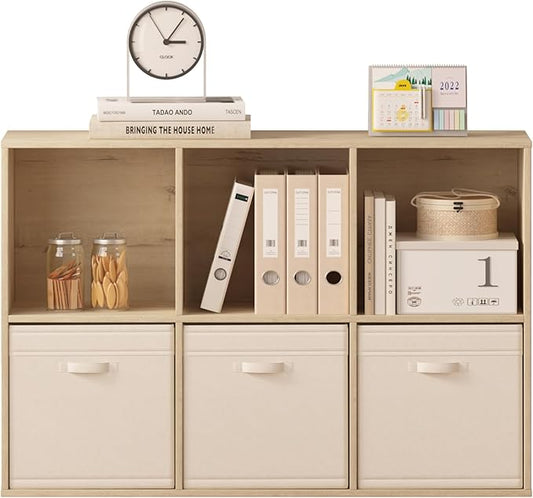 Jpiziso 6 Cube Storage Organizer, Wooden Cube Shelves with Closed Back Panel, Reversible Bookcase, Cubes Closet Organizer for Home, Living Room, Kids Room, Office, Bedroom, Study, Hallway