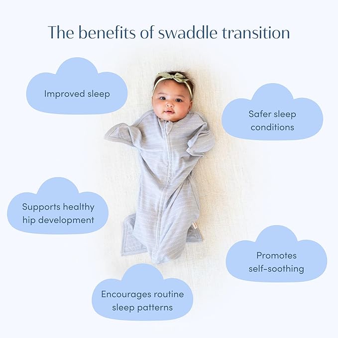 SleepingBaby Zipadee-Zip Transition Swaddle - Cozy Baby Swaddle Blanket with Zipper Convenience - Roomy Wearable Blanket for Easy Diaper Changes - Graystone, Large (12-24 Month) - 2 Pack