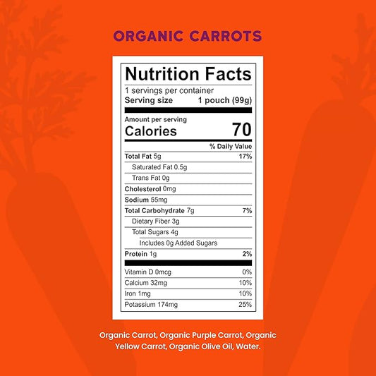 Serenity Kids 6+ Months Carrot Puree Organic Baby Food Pouches - No Added Sugar & Allergen-Free Toddler Food - BPA-Free Baby Snacks - 3.5 Oz, 6 Pack