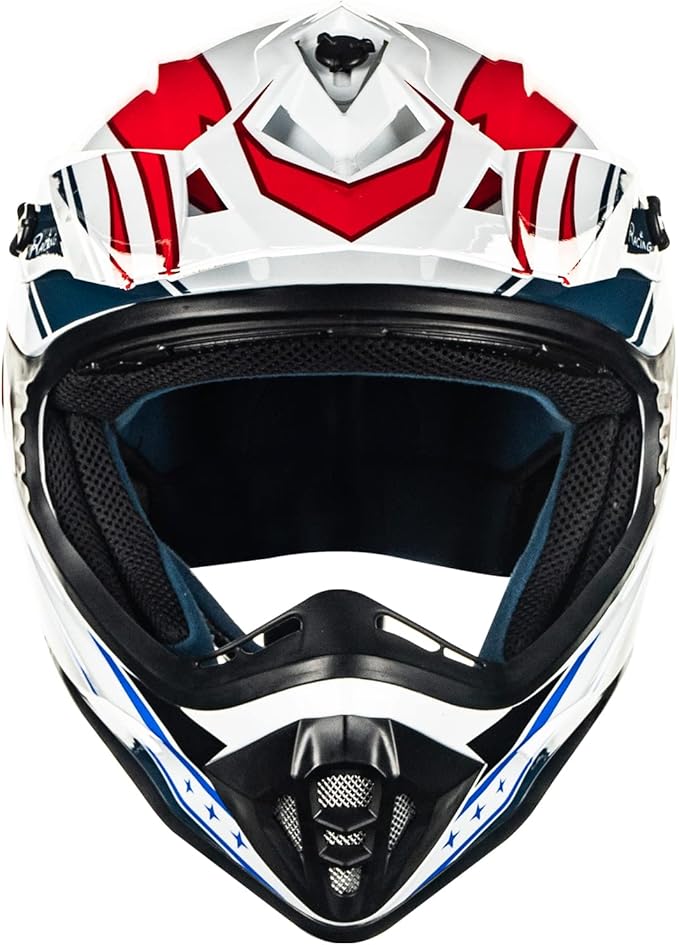 ILM Adult Dirt Bike Helmets Motocross ATV Dirtbike BMX MX Offroad Full Face Motorcycle Helmet, DOT Approved Model 128S (Red Blue, Adult-Large)