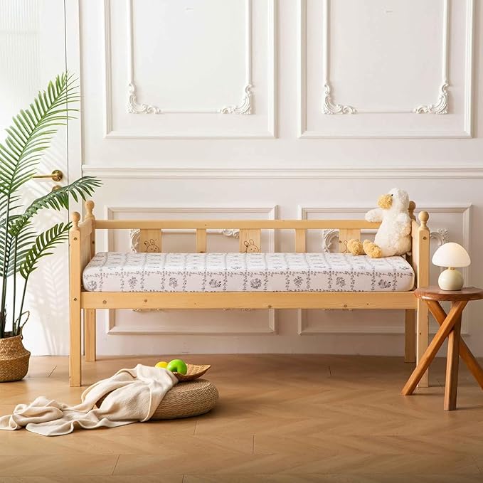 SDY Jersey Floral Crib Sheets for Baby Boys and Girls,52”x28”x8,2 Pack,Neutral Flower Standard Oval/Retangle Crib Mattress Sheets for Toddler,Super Soft Breathable