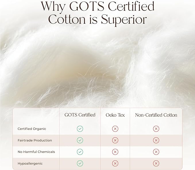 Organic Cotton Pillow Protector - 100% Waterproof Pillow Protector Queen Size GOTS & Fairtrade Certified - 140GSM Hypoallergenic Machine Washable Breathable Cover with Edge Piping - 2 Pack (Queen)