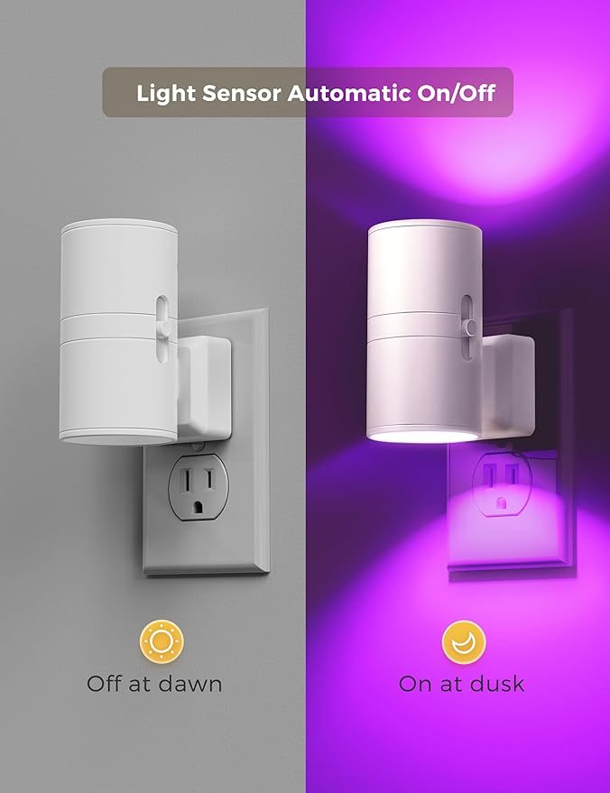 L LOHAS LED Night Light, Night Lights Plug into Wall, Color Changing Nightlight RGB with Light Sensor, Home Decor for Gifts Holiday, Hallway Bedroom Kids Room, Christmas Halloween, 2 Pack