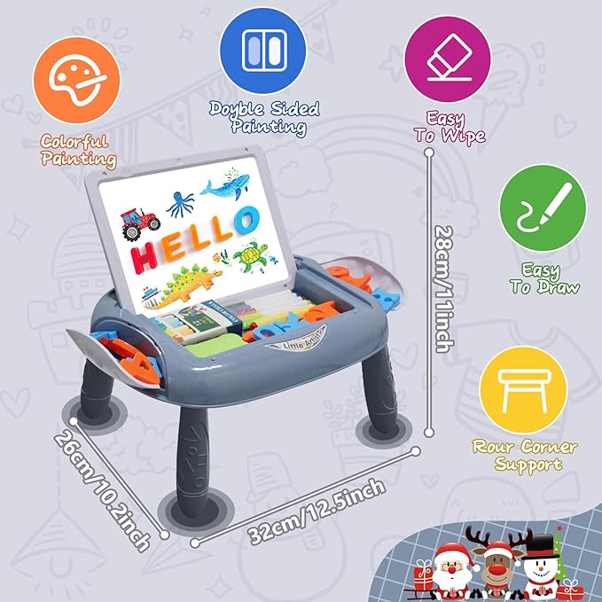 Gift for 1-2 Years Old Boy, Boy Toys with Magnetic Letters and Numbers, Portable Doodle Board Easel, Learning and Educational Toy for 1-2 Years Old Boys (Blue)