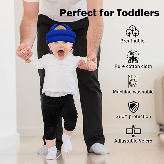Baby Head Protector Baby Helmet for Crawling Walking, No Bumps Safety Head Adjustable Protective Cap for Walking, Playing (Sapphire Blue)