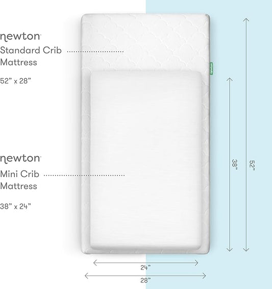 Newton Baby Fitted Mini Crib Sheets (2-Pack) | Organic Muslin Cotton, Breathable & Soft Baby Sheets, Washable Baby Mattress Sheets, Fits Mini Crib Mattresses 24" x 38", Plain White