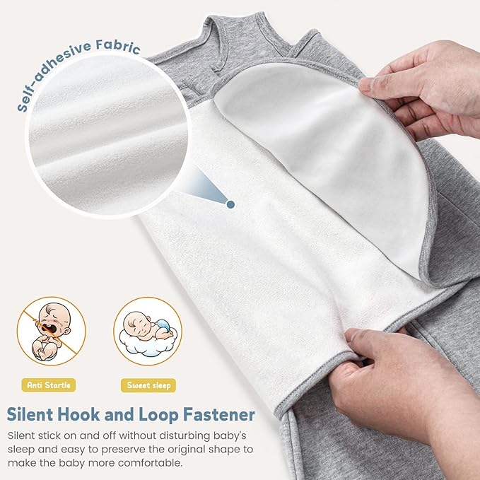 ZIGJOY Sleep Sack Swaddle 1.0 TOG Baby Wearable Blanket 100% Cotton Baby Swaddle Blanket for Newborns 0-6 Months for Boy Girl, Grey