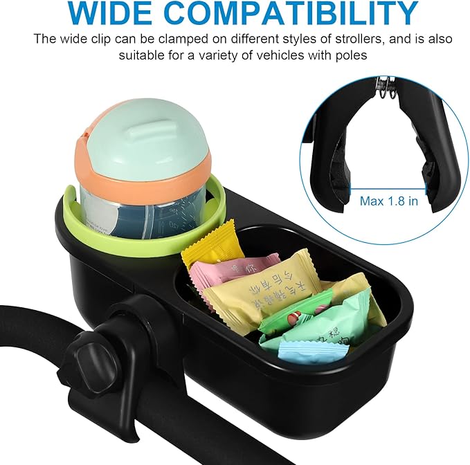 Accmor Stroller Cup Holder with Tray, Universal Cup Holder Tray for Uppababy Nuna Doona Strollers, Bottle Drinks Holder for Stroller, Wheelchair, Walker