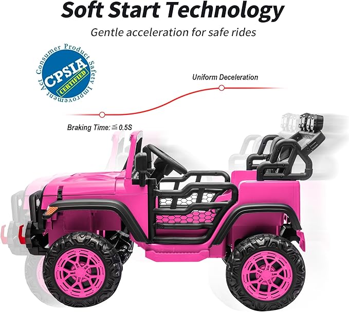 2 Seater Ride on Electric Car, 12V Ride on Toy Car for Kids 4-8 w/Remote Control, EVA Tires - Pink