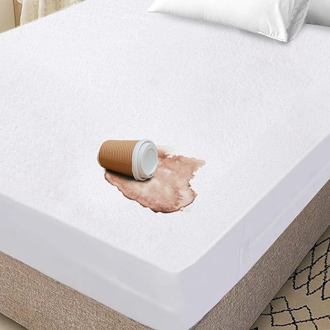 Mattress Protector California King Size Fits 9-12" Deep, Waterproof Zippered Mattress Encasement Cover with Premium Breathable Soft Terry Cloth Top for Cal King Size Bed
