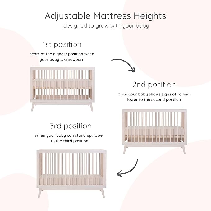 dadada Baby Soho 3-in-1 Convertible Wooden Crib to Toddler Bed - Made in Italy, GREENGUARD Gold Certified, Baby-Safe Finish, Handcrafted Beechwood, Modern Design, 3 Adjustable Heights (Natural Wash)