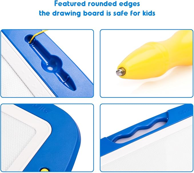 SGILE Large Magnetic Drawing Board for Kids, Toddlers Toys for 1 2 3 4 Year Old, Etch & Sketch Pad with 4 Stamps, Learning and Educational Toys for Boys Girls Gift, 16 ×13 in (42 x 32 CM), Blue