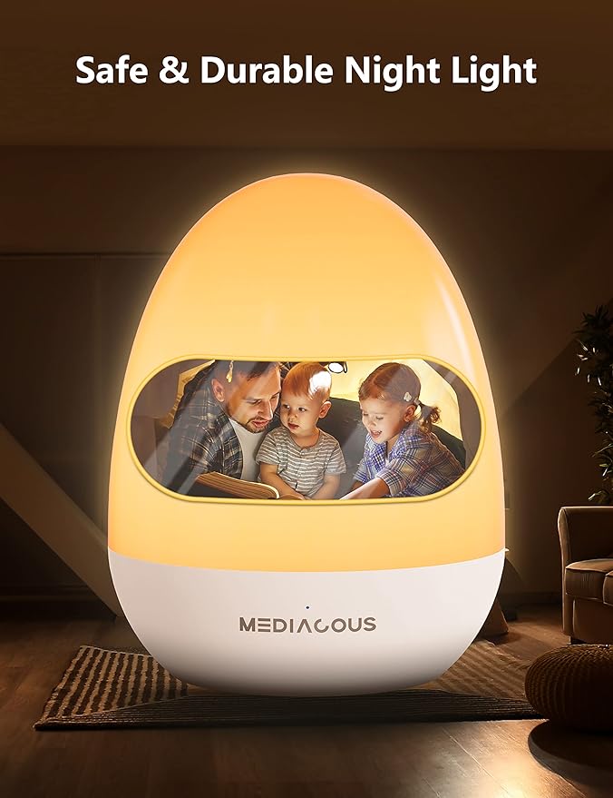 MediAcous Night Light for Kids, Baby Night Light with Stable Charging Pad, Dimmable Kids Night Light with 1H Timer & Touch Control, ABS+PC LED Egg Lamps for Breastfeeding, Up to 200H