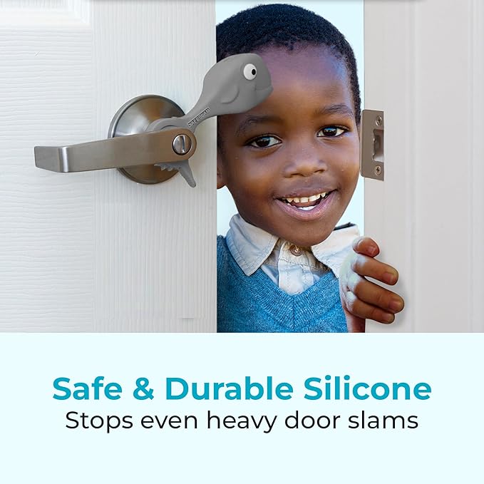 Baby Proofing Door Stopper, Door Pinch Guards Protect Child Fingers & PET Tails. Baby Safety Finger Protectors Prevent Pinch Injuries – Kids and Adults Love Whale Pinch Guard (Grey Pack of 2)