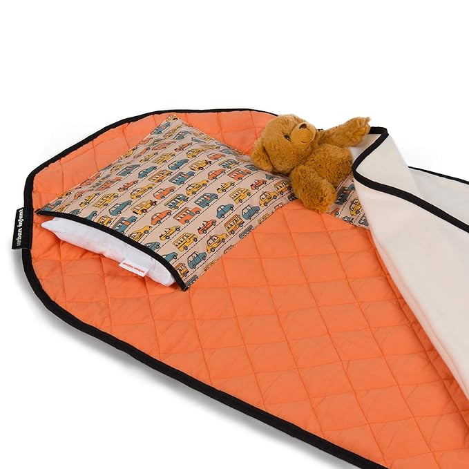 Urban Infant Tot Cot Kids Nap Mat - Toddler Preschool Daycare Bedding Cover with Blanket and Pillow - Traffic