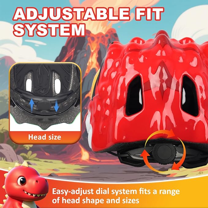 Toddler Kids Bike Helmet,3D Dinosaur Helmets for Boys Girls Infant/Baby to Children 1/2/3/4/5/6/7/8 Years Old Lightweight Adjustable Multi-Sports Bicycle Scooter Skateboard Skating Cycling