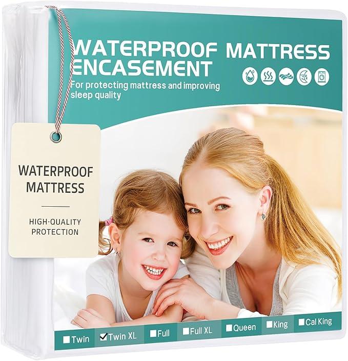 39"x80" Twin XL Mattress Protector 9" Depth【Dorms Hotel Exclusive】 Box Spring Mattress Cover Waterproof Soft Noiseless Breathable Mattress Encasement