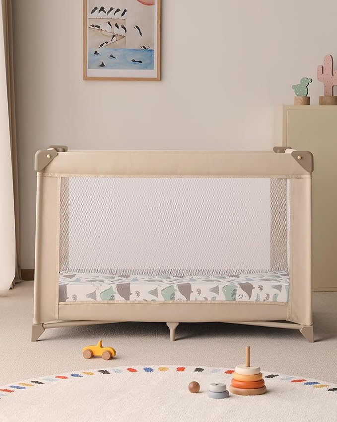 Yoofoss Baby Pack and Play Sheets 2 Pack for Boys and Girls - 38x26 Mini Crib Sheets Fitted Neutral Compatible with Graco Pack n Play Mattress,Ultra Soft Breathable Microfiber Dark Blue Dinosaurs