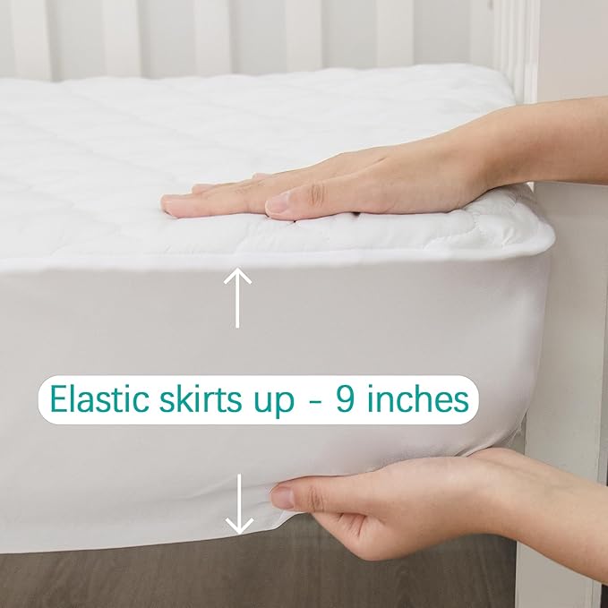 Waterproof Crib Mattress Protector 2 Pack Fitted Crib Sheets Cover Toddler Bed Mattress Pad Protector for Boys Girls, Skin-Friendly & 100% Absorbent Machine Wash