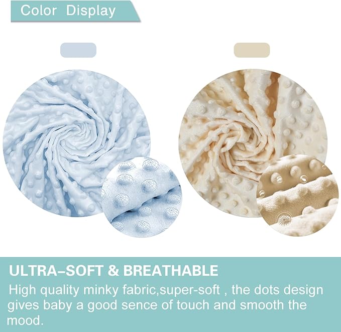 Owlowla Bassinet Sheet Set,Ultra Soft Minky Cradle Sheets Universal Fitted Bassinet Pad/Mattress for Baby Boys Girls(Cream/Baby Blue)