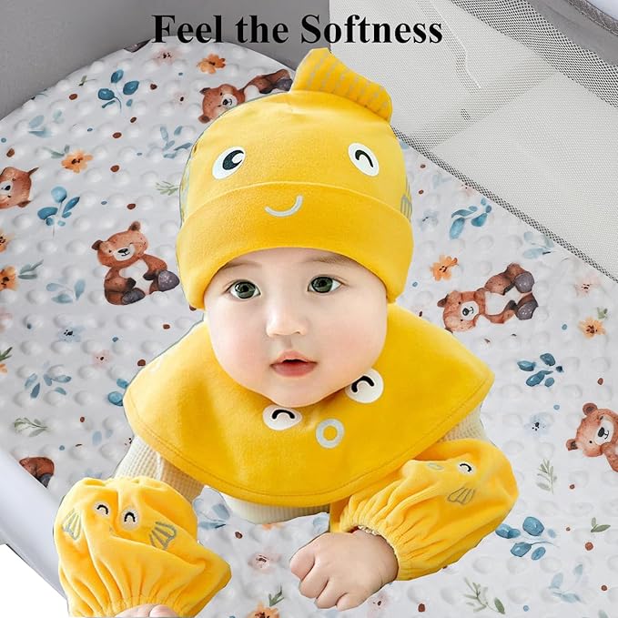 Dot Bassinet Sheet Set 2 Pack Stretch Fitted Bedside Sleeper Bassinet Sheets Sheets,Ultra Soft, for Baby Girls and Boys Light Coffee, Bear