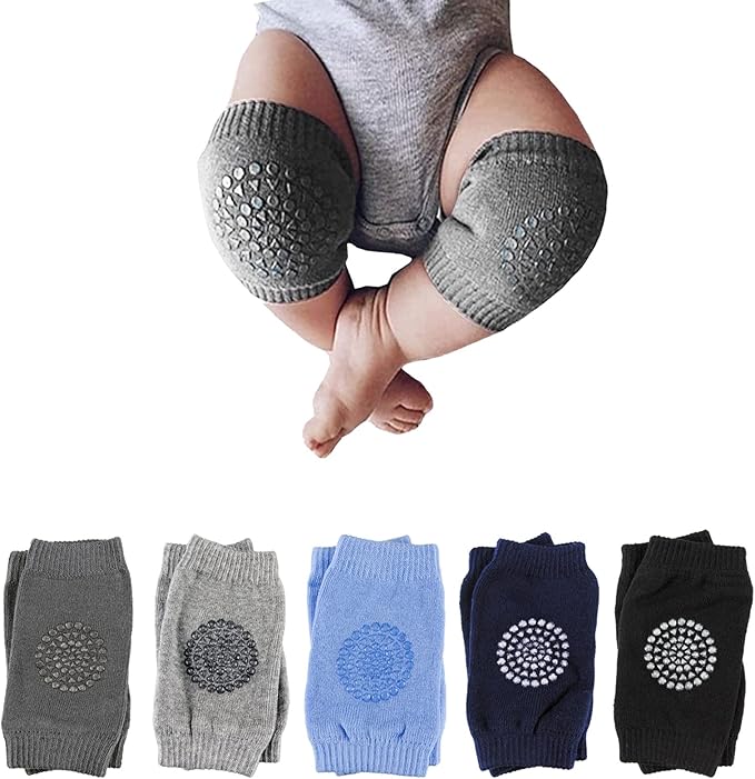 Little World Baby knee Pads for Crawling - 5 Pack Anti Slip Unisex Baby Knee Protectors - Toddler Knee Pads Gift Idea for Baby