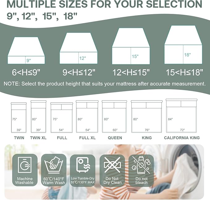 Twin Waterproof Mattress Protector with Soft Terry Top Fabric, Fits 12-15" Deep Pockets, Zippered Six-Sided Breathable Mattress Encasement Cover