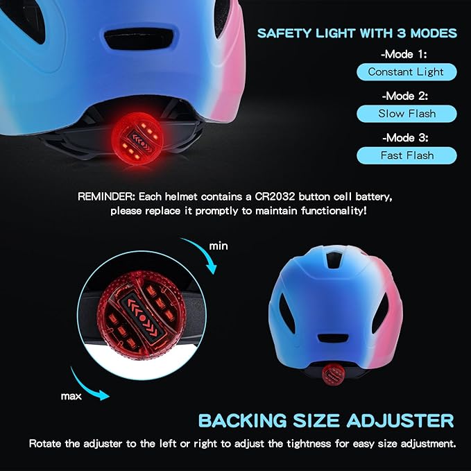 Kids Bike Helmet, OnBros Kid Bicycle Helmet for Girls and Boys with Light Lightweight Kids Helmets Certified Toddler Helmets for Kids 3-5-8-10 Age (46-50-55 cm)