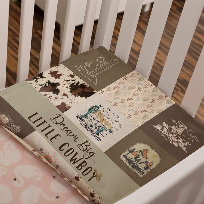 Western Blanket, Western Decor for Nursery Room, Baby Blankets for Boys Girls, Cowboy Baby Blankets, Western Baby Stuff, Soft Warm Lightweight Nursery Bed Blanket for Newborn Toddlers (03, 50x60 in)