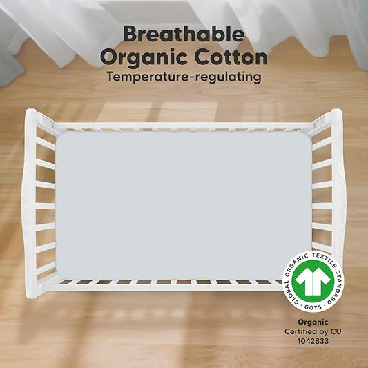 KeaBabies 2-Pack Organic Crib Sheets for Boys, Girls - 52x28 Fitted Crib Mattress Sheet Neutral, Breathable Jersey Cotton Cover for Baby Bed, Toddler Mattress, Soft & Cute Prints (Hazy)