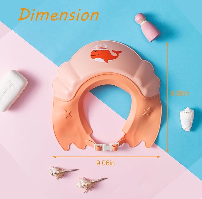 Baby Shower Cap Shield, Shower Cap for Kids, Visor Hat for Eye and Ear Protection for 0-9 Years Old Children,Cute whale shape Makes the Baby Bath More Fun (Orange)