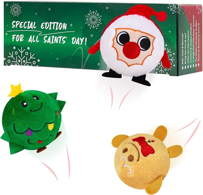 PlayZap Bouncy Balls with Plush Cover - BPA -Free Safe Sensory Toys for Toddlers Kids - 3" Large Size 10 FT High - Christmas Toy Birthday Gift - Ideal Stocking Stuffers for Boys Girls 1-3 3-5 5-8 8-12
