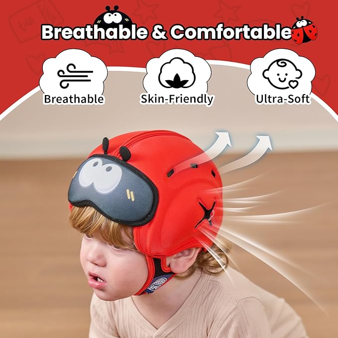 Mambobaby Baby Head Protector Baby Helmet for Crawling Walking- Extra-Thick Deep Forehead Padding, Toddler Helmet 6-24 Months, Infant Safety, Ultra-Light Soft Design-Beetle