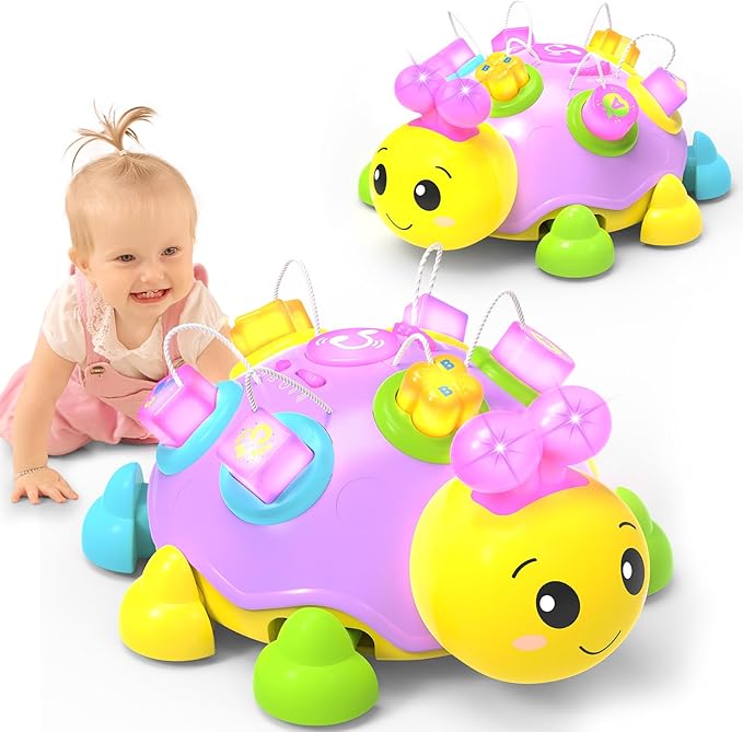 Musical Ladybug Baby Toys 6-12 Months, Infant Early Educational Learning Toy for 1+ Year Old Girl, First Birthday Gift Toys for 7 8 9 10 11 Months Newborn Girls (Purple)
