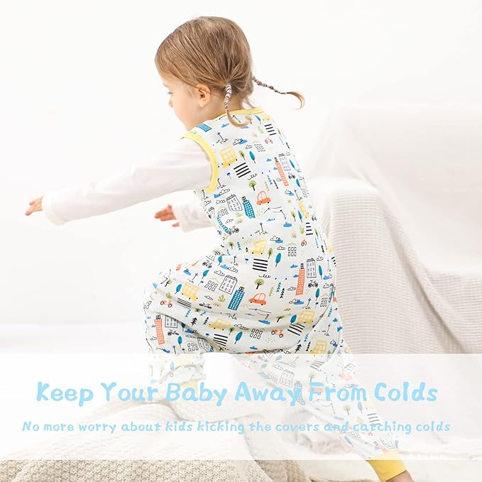 WONDAY Toddler Sleep Sack with Feet, 0.5 Tog Sleeping Sacks for Walking with Legs 2T 3T
