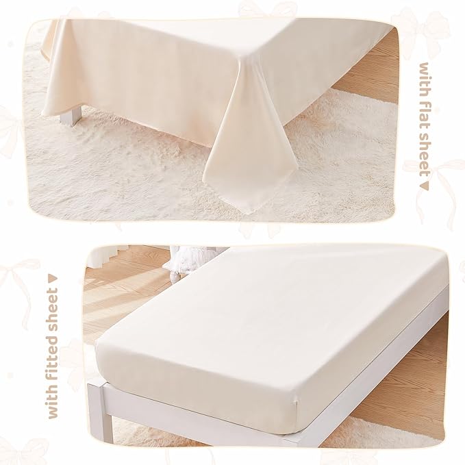 Wowelife Toddler Bedding Sets for Girls, 4-Piece Beige Toddler Bed Set Floral Ruffles Boho Bohemian Jacquard Includes Comforter, Fitted Sheet, Top Sheet and Pillowcase, Beige