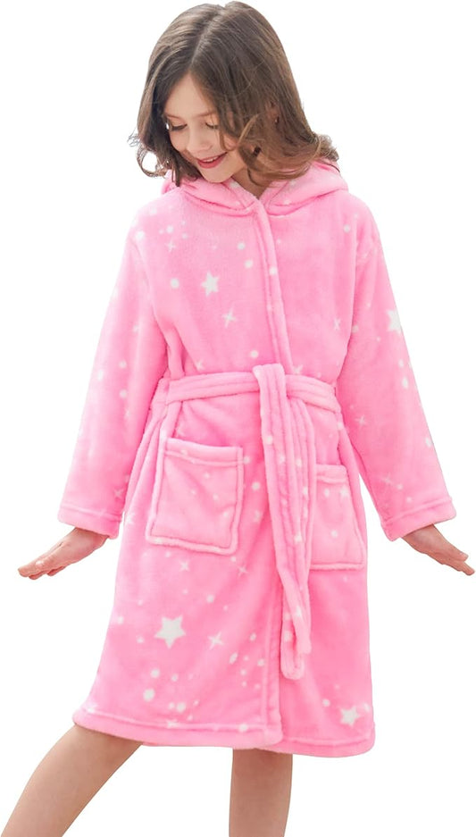 Doctor Unicorn Soft Hooded Rainbow Bathrobe Sleepwear for Girls