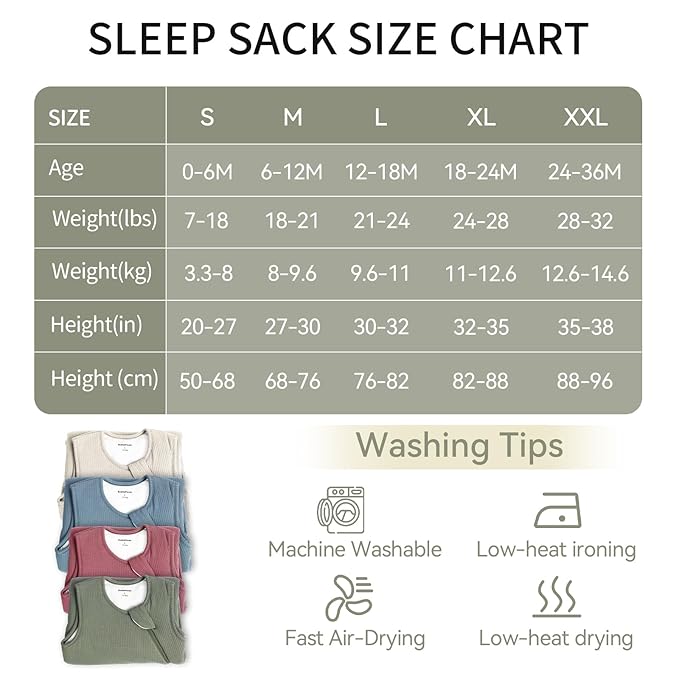 Rayon Made from Bamboo Sleep Sack 18-24 Months 1.0 Tog Supersoft & Breathable Toddler Sleep Sack 2t Baby Wearable Blanket with 2-Way Zipper Unisex Sleeping Bag for Babies