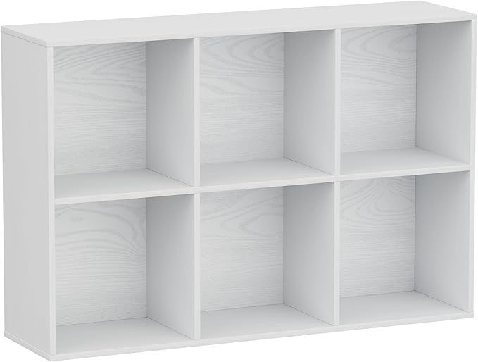 Jpiziso 6 Cube Storage Organizer, Wooden Cube Shelves with Closed Back Panel, Reversible Bookcase, Cubes Closet Organizer for Home, Living Room, Kids Room, Office, Bedroom, Study, Hallway