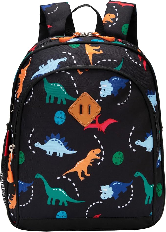 JinBeryl Toddler Backpack for Boys or Girls, Little Kids Backpack for Preschool or Kindergarten (Dinosaur Black, Small)