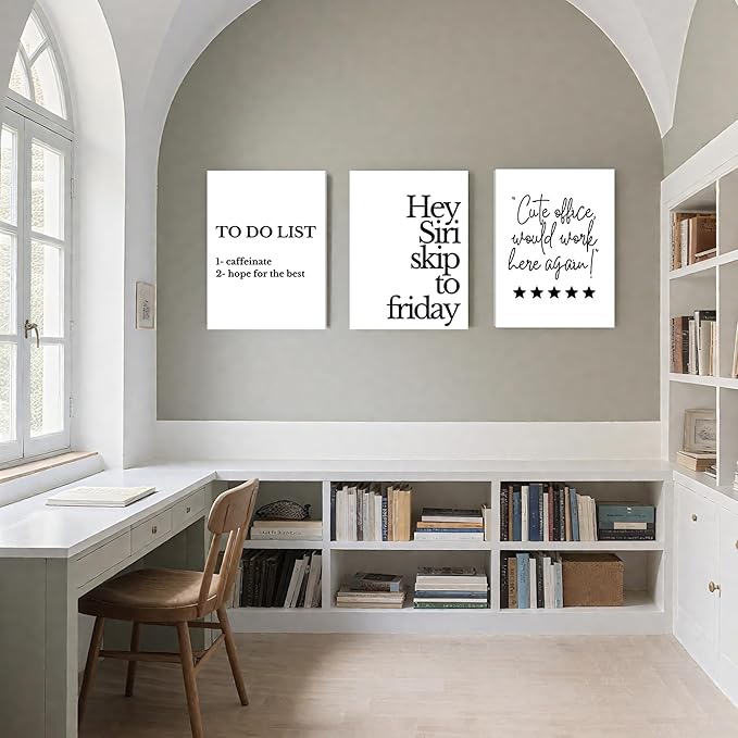 Ovczax Modern Minimalist Style Funny Quotes Funny Wall Art Set of 3 Printed Canvas Office Decor Wall Decor for Bedroom Living Room Home Office Decoration 16L x 12W