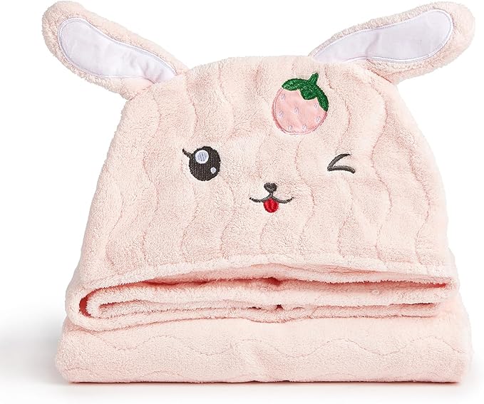 Hooded Toddler Towels with Animal Hood - 500GSM Ultra Soft & 6X Absorbent Baby Bath Towel, Large 28x55 Inch Coral Fleece Hooded Kids Towel for Boys Girls, Cape Blanket 2 Pack