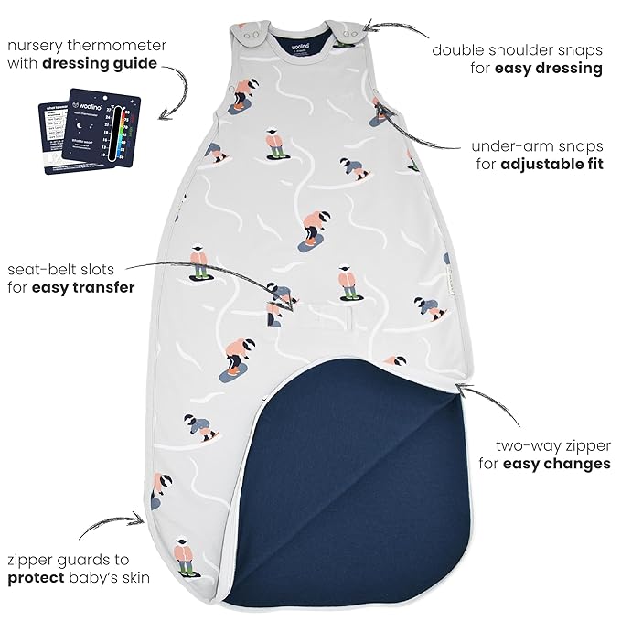 Woolino Merino Wool & Organic Cotton Baby Sleep Sack 2-24 Months – Ultimate 4-Season Baby Sleeping Bag, Universal Size Wearable Blanket, 2-Way Zipper & Adjustable Fit, Year-Round Use – Puppy