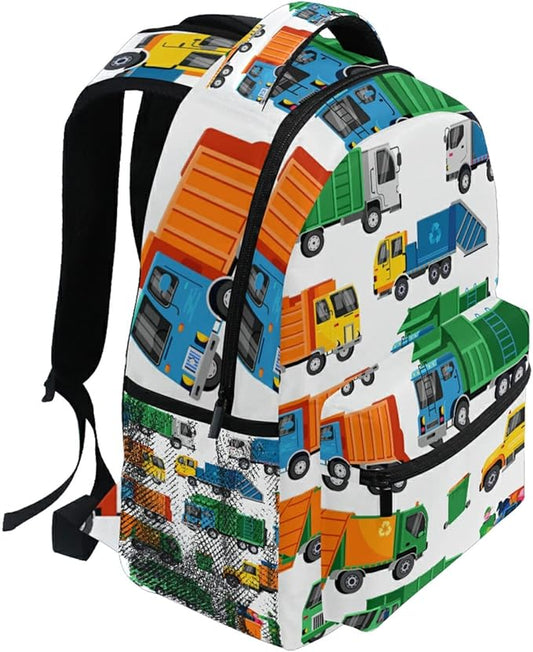 Garbage Trucks Backpack Travel Laptop Backpack Daypacks, Trash Trucks College School Computer Bag Bookbag for Women & Men Outdoor Camping&Fits Up to 14-inch Notebook