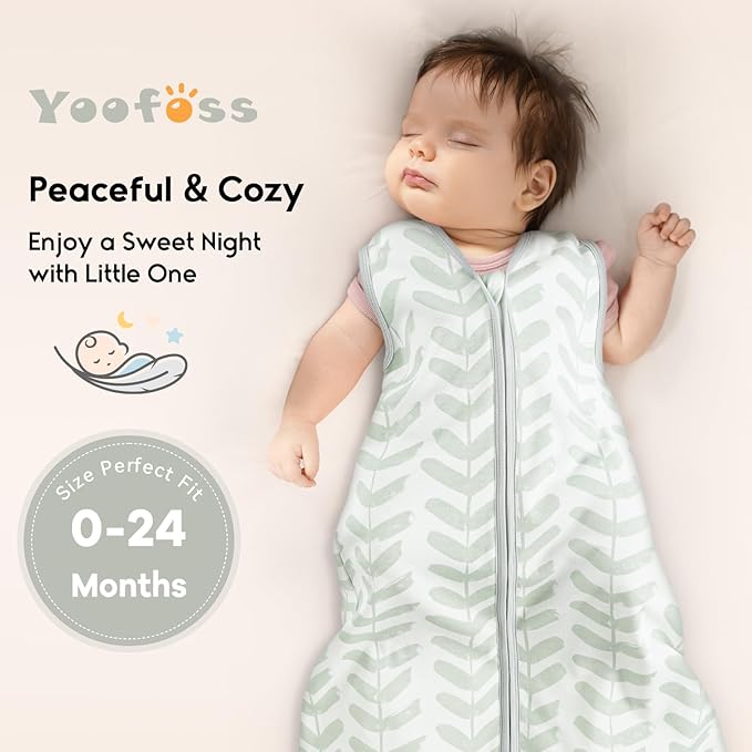 Yoofoss Baby Sleep Sack 0-6 Months 0.5 Tog Wearable Blanket for Baby, 3 Pack 100% Organic Cotton Infant Toddler Sleeping Sack 2-Way Zipper Lightweight Sleep Sack