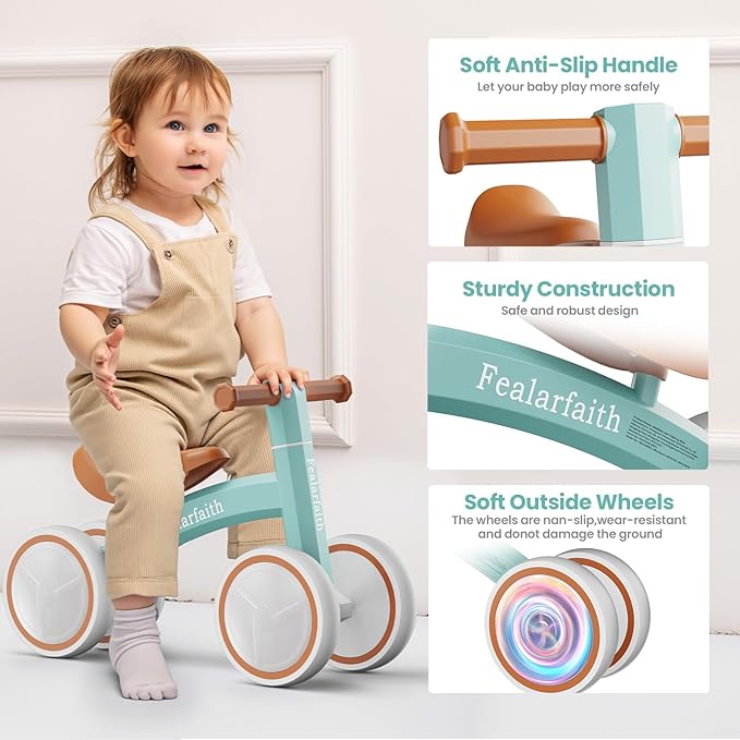Baby Balance Bike for 1 Year Old Boys Girls, Toddler First Bike with 4 Colorful Lighting Wheels | 10-36 Month Toddler Balance Bike | First Birthday Gifts (Robbin's Egg Blue)