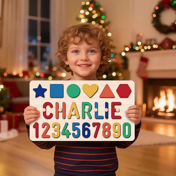 Name Puzzle Baby Gifts for Girl Boy, Baby Todder Christmas Birthday Gift for 1 Year Old, Toys for Montessori Learning