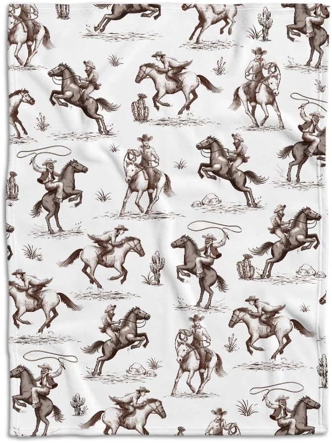 Western Blanket, Western Decor for Nursery Room, Baby Blankets for Boys Girls, Cowboy Baby Blankets, Western Baby Stuff, Soft Warm Lightweight Nursery Bed Blanket for Newborn Toddlers (06, 30x40 in)